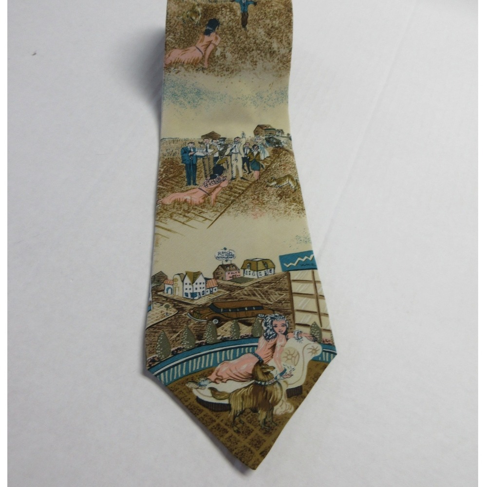 JOHN HENRY Tornado Farm Novelty Scenic 100% Silk Tie USA Made VINTAGE 1970s-1980